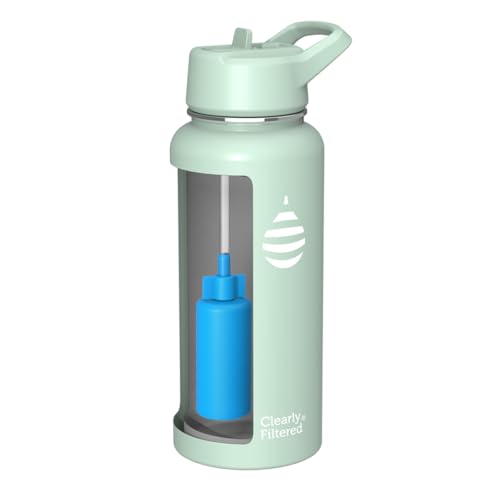 Clearly Filtered Water Bottle | Removes 220+ Contaminants, Double-Wall Insulated Stainless Steel, BPA/BPS Free, Phthalate Free, Filters Flouride Lead Chlorine (32oz, Mint)