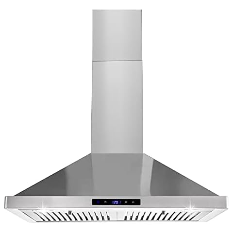 Wall Mount Kitchen Hood 30 inch, Ducted/Ductless Range Hood with Delayed Shutdown Function, 700CFM, 3 Speed Fan, Energy-saving LED Lights, Soft Touch Control, Stainless Steel Grease Filters Cover