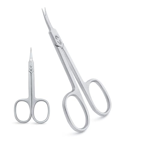 Vida Goods Pointed Curved Cuticle Scissors Stainless Steel Nail & Eyebrow Scissors for Cuticles Hangnails Facial Hair & Grooming | Precision Sharp Manicure Grooming Scissors for Women & Men