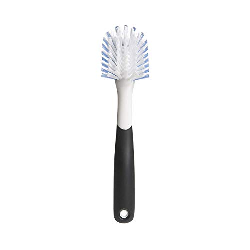 OXO Good Grips Dish Brush with Built-in Scraper – Safe for Non-Stick Cookware – Comfortable Non-Slip Handle – Sturdy Nylon Bristles – Kitchen Cleaning Tool – Dishwasher Safe