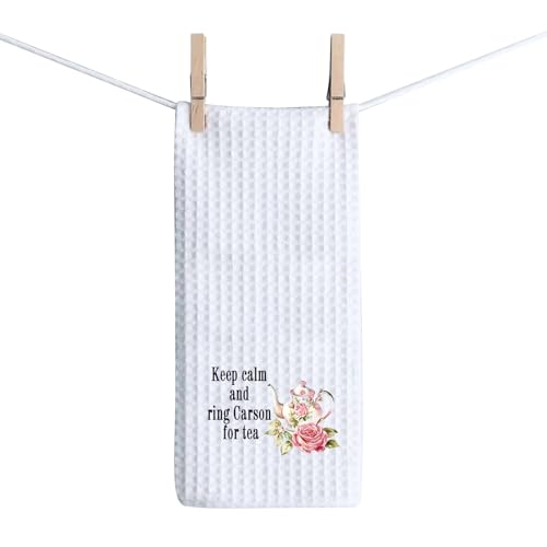 Tea Party Kitchen Decor Keep Calm And Ring Carson For Tea Kitchen Towel Movie Inspired Tea Towel Housewarming Gift (Ring Tea Towel)