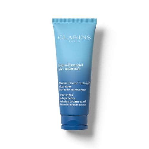 Clarins Hydra-Essentiel Face Mask | Hydrating Face Mask | Visibly Plumper Skin + 24H Hydration* | Revives Radiance | Double Dose Of Hyaluronic Acid | Visibly Smoothes | All Skin Types | 2.5 Oz