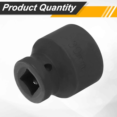 Image of HARFINGTON 1 /2 inch Drive x 30mm Shallow Impact Socket 12-Point Metric CR-V Steel Spindle Nut Impact Flip Sleeve for Home Auto Nuts Bolts Repair