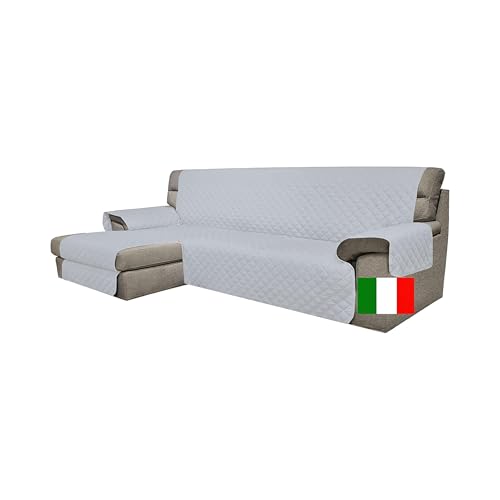 Moonange Copridivano 2 posti con Penisola Seduta 200 cm Impermeabile Salva divano Angolare Antiscivolo Antimacchia Reversibile Antigraffio Antipelo Grigio Chiaro