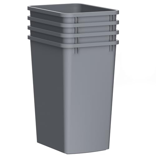Image of 35 Quart Plastic Trash Can,9-Gallons Under Cabinet Waste Bin,4-Pack | Wide-open Top Design, 9-Gallons Slim Trash Can for Kitchen Bedroom Office Bathroom Under Sink, Easy to Clean (Grey)