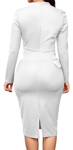 Image of Oxgmoky Women's Elegant Dresses Work Business Dress Bodycon Long Sleeve Pencil Dress