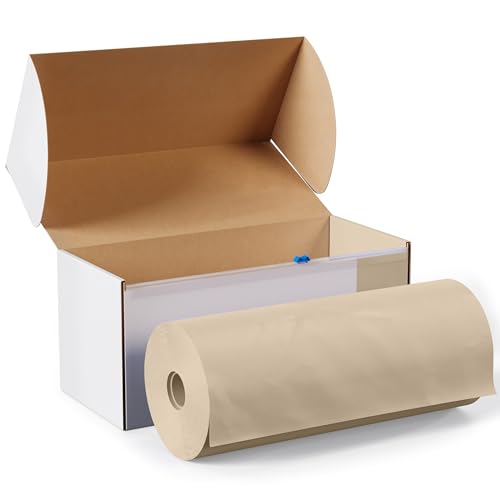 Image of Party Solids 54 Inch X 100 Feet Ivory Plastic Table Cover Roll in A Cut - to - Size Box with Convenient Slide Cutter. Cuts Up to 12 Rectangle 8 Feet Plastic Disposable Tablecloths