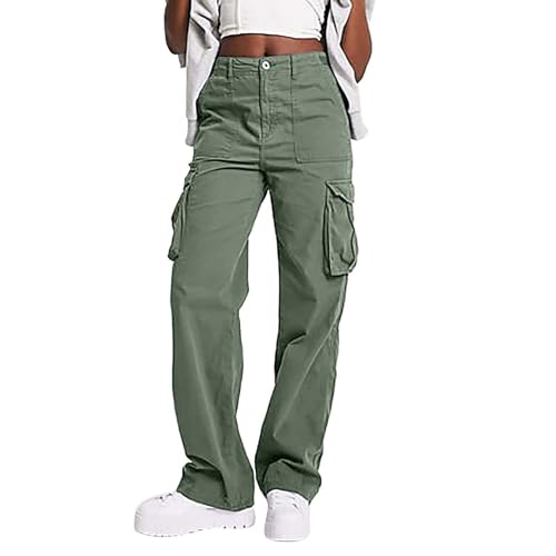 Générique Women Cargo Pants Y2k Baggy Streetwear Loose Fit with Pocket Wide Leg Cargo Streetwear Straight Trousers Biker Pantalon de Sportive Jogging Sweatpants Pantalon de Sport Femme Baggy Femme