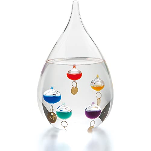 温度計 ガリレオ ガラス 浮き沈み 卓上 おしゃれ サイエンス ガラスフロート しずく 直径10×H16.5cm 温度計 ガリレオ ガラス 浮き沈み 卓上 おしゃれ サイエンス ガラスフロート しずく 直径10×H16.5cm