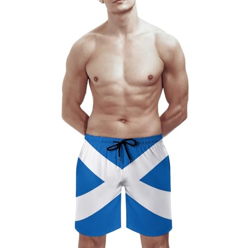 Scotland Flag Pattern Men's Swimming Shorts Quick Dry Trunks Bathing Short Casual Lounge Shorts with Mesh Lini4