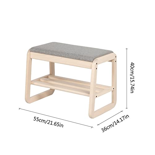 Banc à chaussures en bois naturel, meuble déco pour entrée compacte