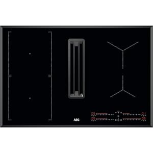 AEG CCE84543FB Placa Inducción Extractora Integrado, 80 cm, 4 Zonas Power, 1 Filtro de Carbón 2 en 1, Función Puente, Desconexión automática, Bloqueo de Seguridad, Clase A+, Negro, Fabricado en DE