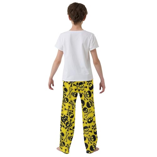 ZZXXB Pirate Skull Pattern Boys Long Pants Soft Trousers Elastic Waist Kids Lounge Bottoms with Pockets S-XL3