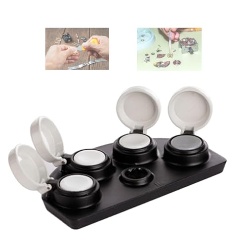 Professional Watch Oil Dip Tool, Watch Oiler Kit Metal Watch Oiler Dish For Watch Repair With 4 Dish Watch Oil Cup Stand Watch Repairing Accessory For Storing Watch Oil 3.3 x 2.2 x 0.6inch