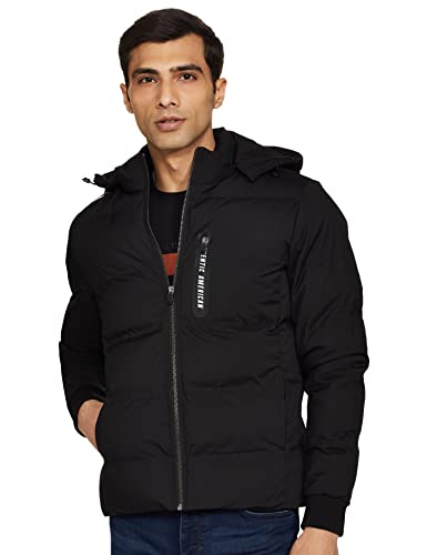 Image of U.S. Polo Assn. Men Men Black Detachable Hood Quilted Puffer Jacket