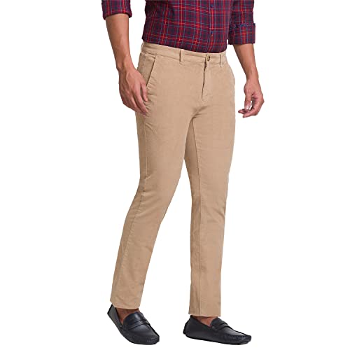 Image of Colorplus Men's Cotton Blend Solid Pattern Contemporary Fit Flat Front Casual Trouser