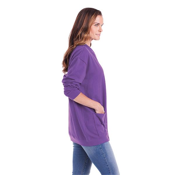 CATALOG CLASSICS Womens Fleece Jacket Snap Front Cardigan Sweatshirt for Women, Medium, Purple4