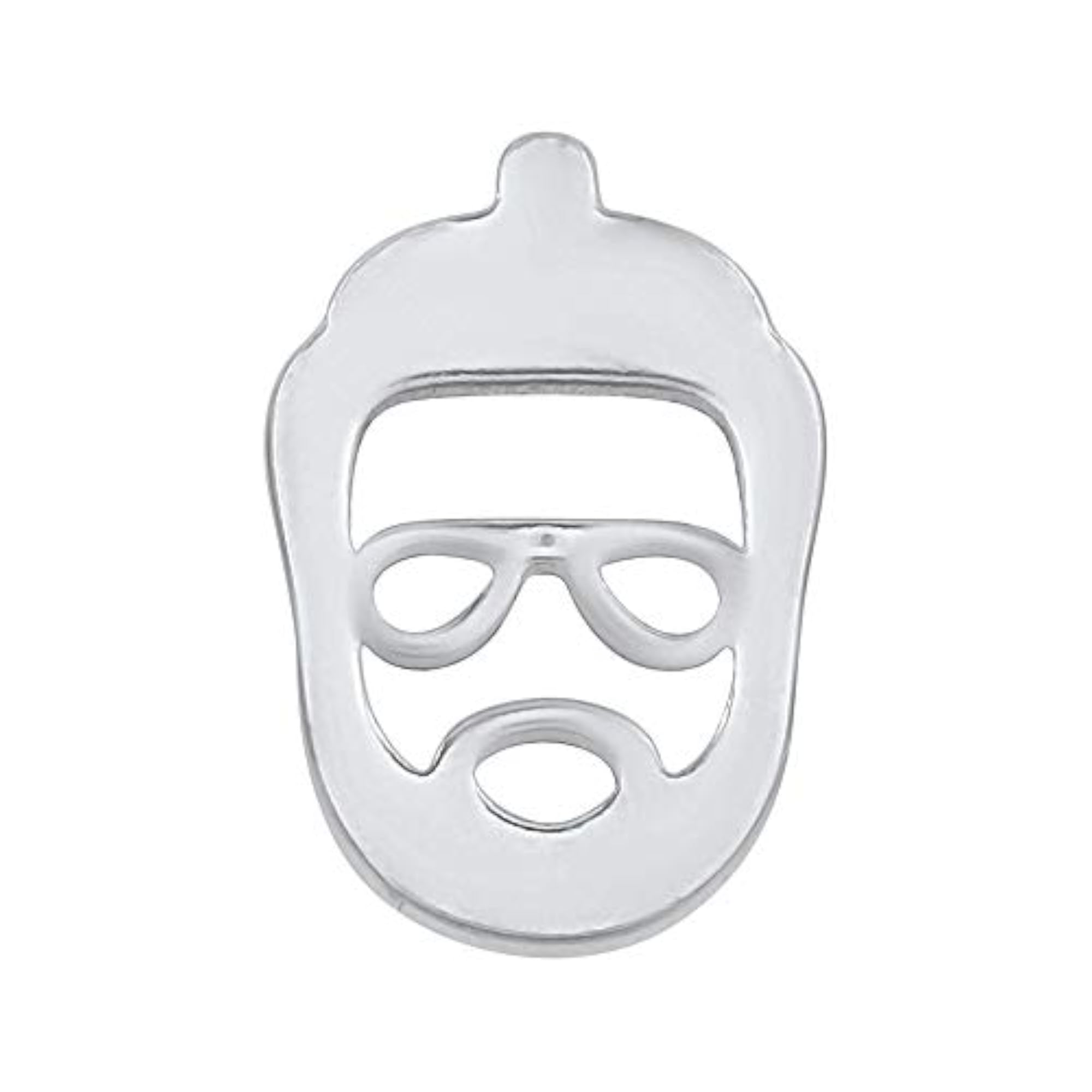 Men's Silver Plated Stylish Face Screw Back Single Ear Stud Earring