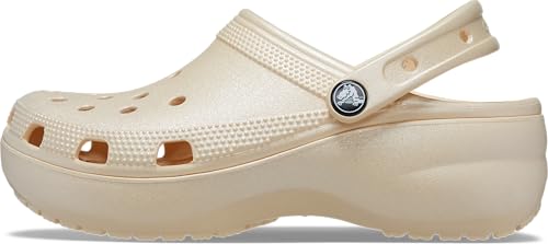 Image of Crocs Women Classic Platform Shimmer Clog, Vanilla, 2 UK M / 3 UK W (M3W5)