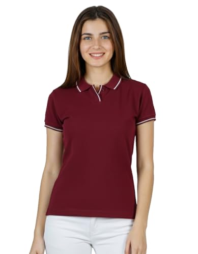 Image of Scott International Women's Cotton Polo T-Shirt | Half Sleeve Plain Collar Tee | Stylish Casual Top | Plain T-Shirt for Girls | Workwear for Office & Casual Wear