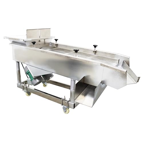 LGXEnzhuo JG50-150 Medium Linear Vibrating Screen Electric Sifter Sieve Powder with 1mm 3mm Double Layer 150W*2 Double Motor 220V Stainless Steel