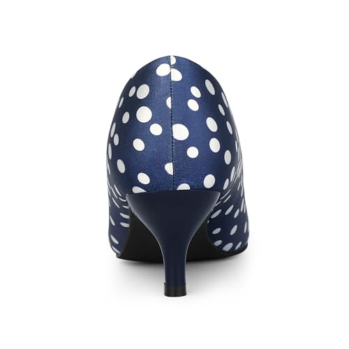 Allegra K Women's Pointed Toe Polka Dots Kitten Heels Pumps3