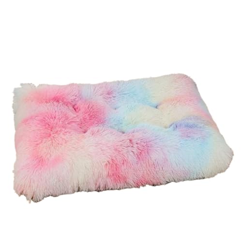 LZWNBXペットマット、犬用マット、長毛ぬいぐるみ、冬用、保温睡眠マット、犬用ベッド、犬用ケージ、猫用ベッド、小型犬 (カラード,M)