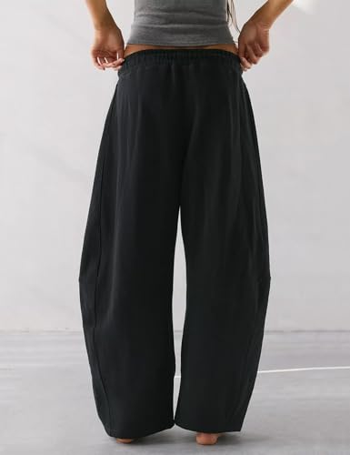 HeSaYep Women's Fleece Lined Sweatpants Barrel Leg Baggy Sweat Pants Winter Thermal Cotton Pants with Pockets2