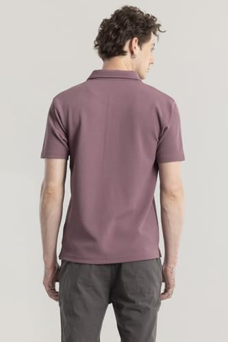 Image of SNITCH Mauve Solid Polo Polyester T-Shirt