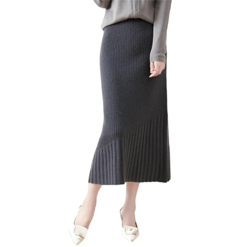 Women Merino Knit Skirt Trumpet Skirt Solid Color Office Soft Slim Mermaid Skirts