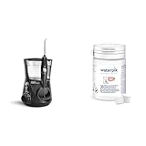 Waterpik Aquarius Water Flosser with 10 Settings, 7 Tips, ADA Accepted Black WP-662 Bundle with Waterpik Fresh Mint Whitening Refill Tablets 30 Count WT-30