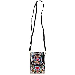 Porta Telefono Para Auto PartyKindom Bolsa de mensajero bordada de lona, bolsa de cuerpo cruzado para teléfono móvil, bolsa de hombro vintage para mujer y niña Los mejores regalos