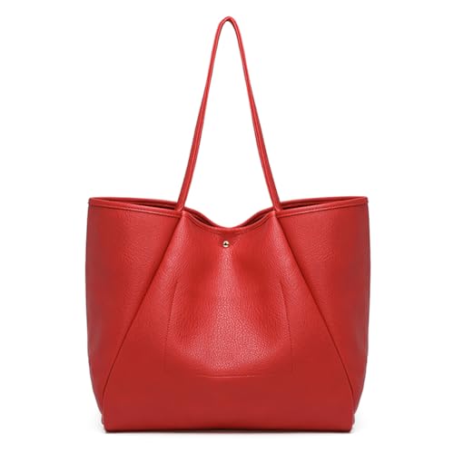 Image of Dreubea Large Leather Tote Bag for Women - Big Work Bag, Spacious Minimalist Handbag, Tote Handbag for Office