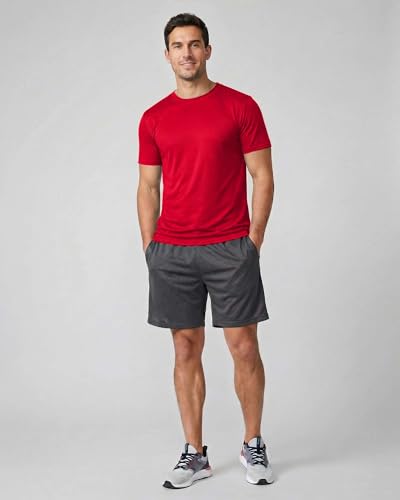 Image of Real Essentials 5 Pack: Men's Mesh Performance Quick Dry Tech Stretch Ultra-Soft Breathable Short Sleeve Crew Active T-Shirt | Available In Big & Tall, Moisture Wicking, Quick Dry, Cooling, Summer, Casual, Basketball, Tennis, Hiking, Yoga, Tops