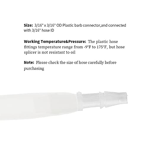 Plastic Hose Barb Fitting, 3/16" X 3/16" Splicer Mender Adapter For Air Water Fuel (Pack Of 8) #TOP4