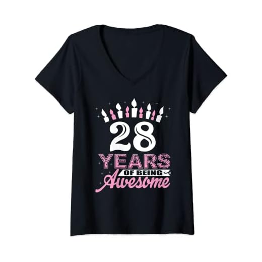 Mujer Camisas de cumpleaños 28 años para mujer - Vela de regalo Camiseta Cuello V