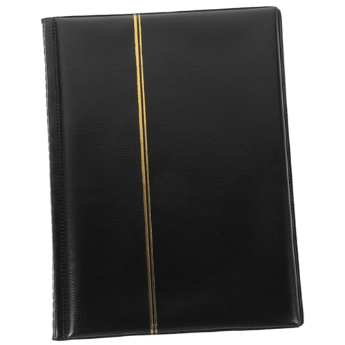 Álbum para coleccionar monedas negro de cuero PU con bolsillos transparentes de doble cara Hemobllo