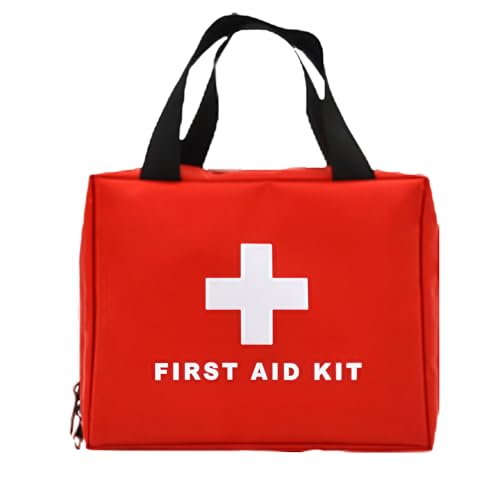 SSKHE 14 Pieces, Red First Aid Kit with Instant Cold Compresses, Rescue Blanket and Plaster Assortment