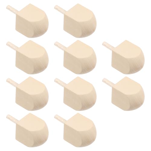 VOSAREA 10pcs Unfinished Dreidels for Hanukkah Blank Natural Tops for Crafts Family Party Supplies and Educational Fun Paint Your Own Dreidel Projects