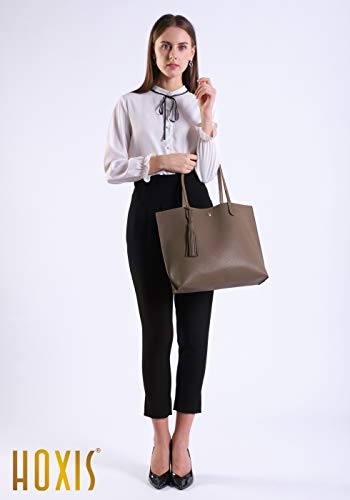 Image of Minimalist Clean Cut Pebbled Faux Leather Tote Womens Shoulder Handbag