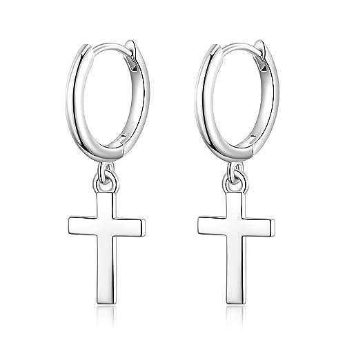 Silver Dangle Hoop Earrings for Women Girls Butterfly Cross Heart Spike Star Earrings Small Huggie Hoop Earrings Hypoallergenic Hoop Earrings Jewelry Gifts