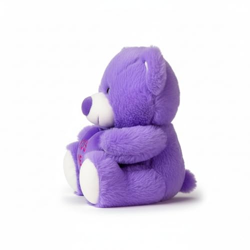 Image of DearJoy Teddy Bear with Message on a Heart Purple 30 cm