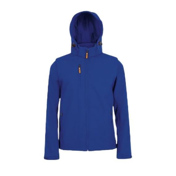 Veste softshell SOL'S TRANSFORMER capuche manches amovibles bleu roi grande taille 2XL