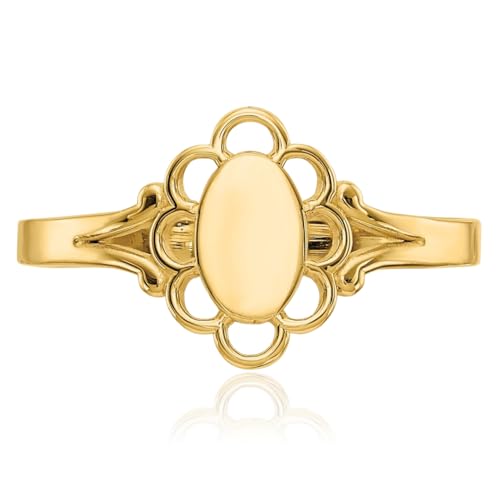 IceCarats 10K Solid Yellow Gold Antique Filigree Oval Custom Engraved Signet Ring Handmade Personalized Monogram Initial Letter Band3