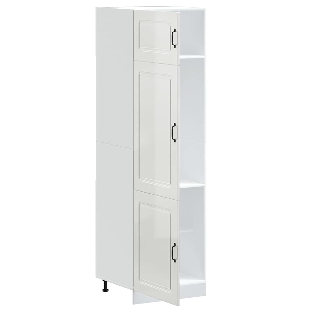 Kalmar Armoire de cuisine multifonction en bois blanc brillant pour salle à manger, salon, cuisine, salle de bain