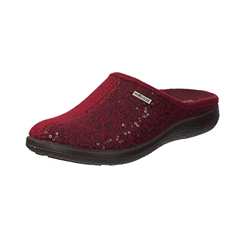 Rohde 6550 Bari Schuhe Damen Hausschuhe Pantoffeln Softfilz Weite G, Größe:38 EU, Farbe:Rot