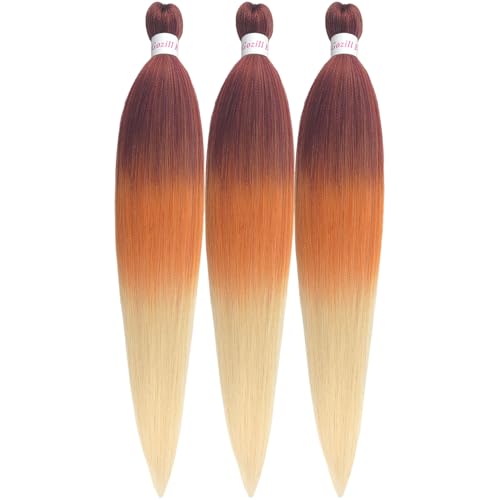 Ombre Braiding Hair Pre stretched Blonde Ginger Orange Prestretched Hypoallergenic Braiding Hair Extensions Non Toxic Ez Braid