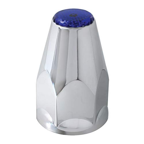 Image of GG Grand General 10341SP Blue 33 mm X 3-3 /16 Inches Chrome Plastic Push-On Nut Cover w Reflector, Set of 10