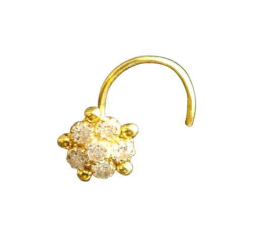 Indian Nose Stud,Mothers Day Sale,22g Nose Ring,Indian Nose Ring,Tinny Nose Piercing,Unique Nose Stud,14K White Gold Nose Stud,Flower Nose Stud,Gold Nose Piercing,Mothers Day Sale(TEJ725)