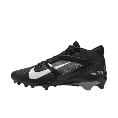 Nike Alpha Menace 4 Pro Football Cleats (FD7037-001, Black/Light Smoke Grey/White) Size 12
